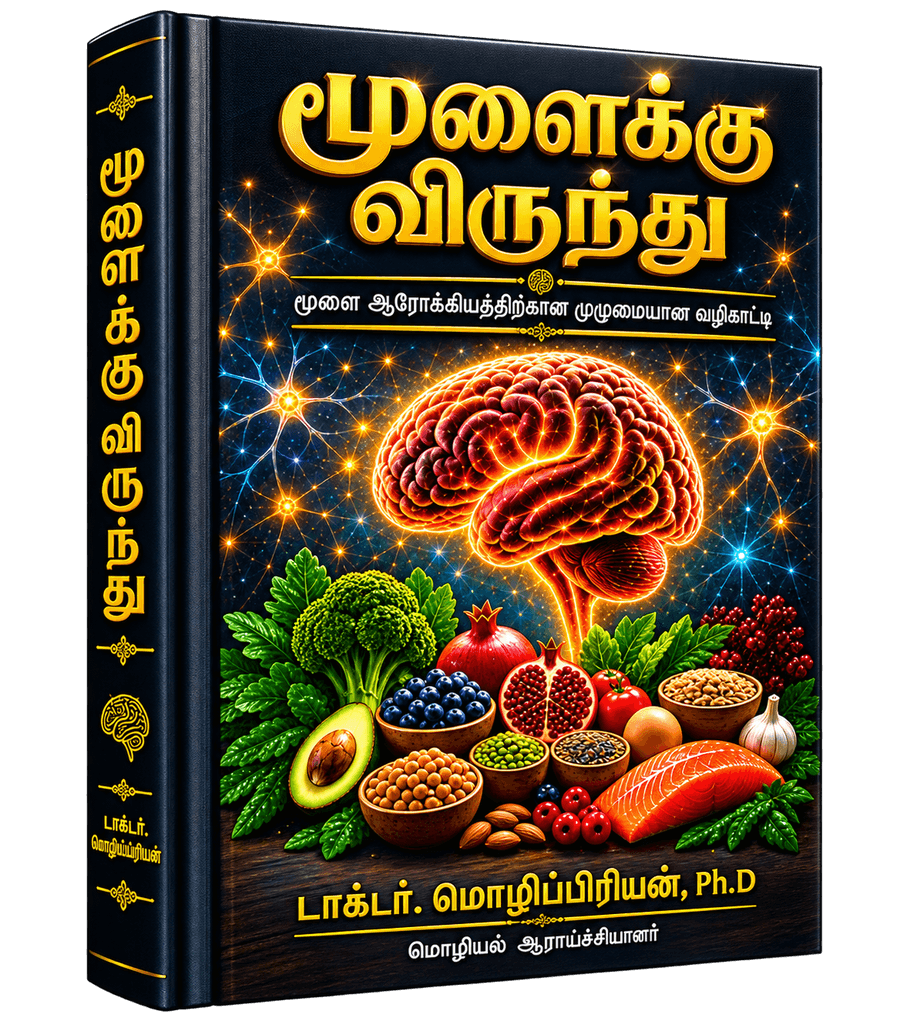 Cover of Brain Feast, the Tamil guide to brain health, by Dr. Mozhippriyan.